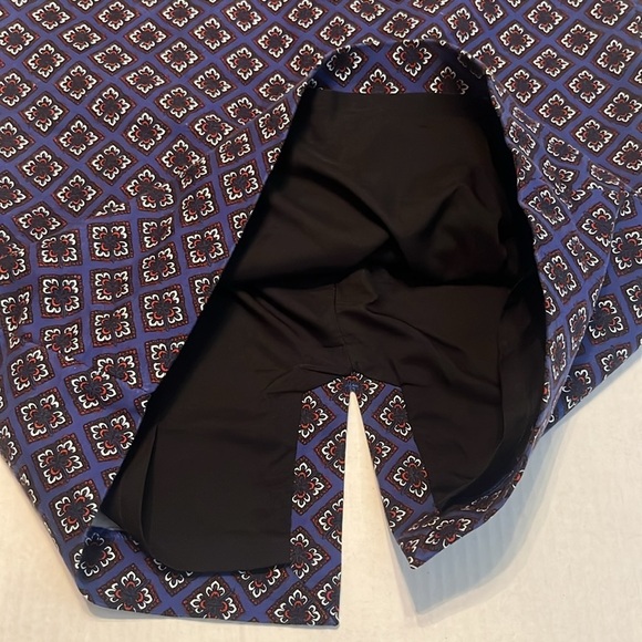 Express Blue with Red/White Geometric Print Lined Pencil Skirt Size 8 - Picture 7 of 13